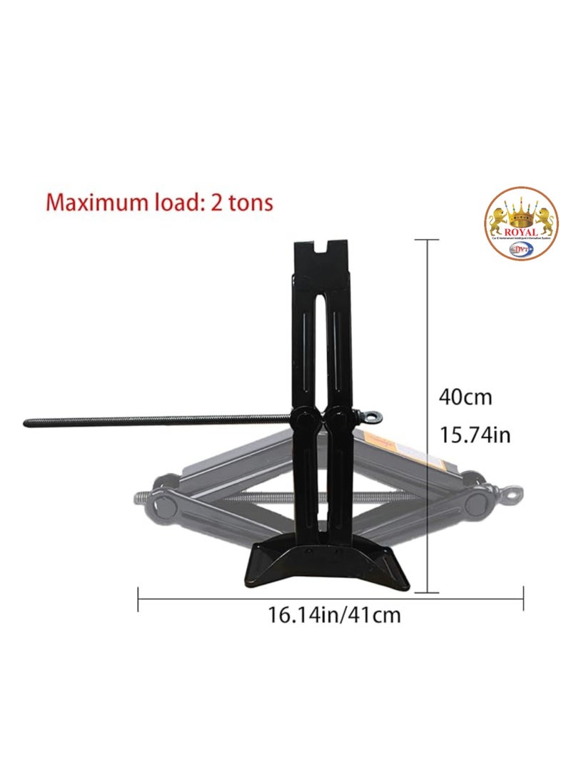 Royal - ROYAL - Scissor Car Jack, Heavy Lifting Jack, Heavy Duty for Sedan/SUV/MPV/RV Manual 2.0 Tons (2000kg) Capacity With Crank Handle (Black) - Image 1