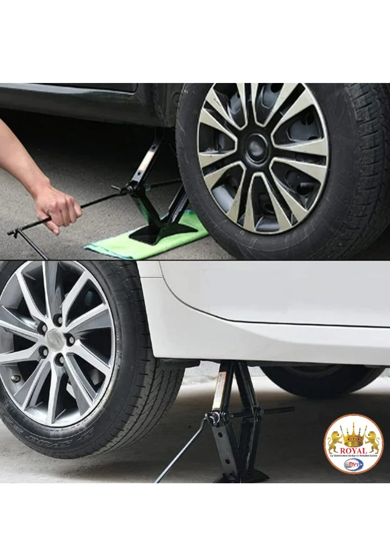 Royal - ROYAL - Scissor Car Jack, Heavy Lifting Jack, Heavy Duty for Sedan/SUV/MPV/RV Manual 2.0 Tons (2000kg) Capacity With Crank Handle (Black) - Image 1