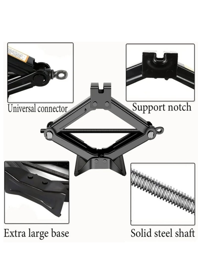 Royal - ROYAL - Scissor Car Jack, Heavy Lifting Jack, Heavy Duty for Sedan/SUV/MPV/RV Manual 2.0 Tons (2000kg) Capacity With Crank Handle (Black) - Image 1