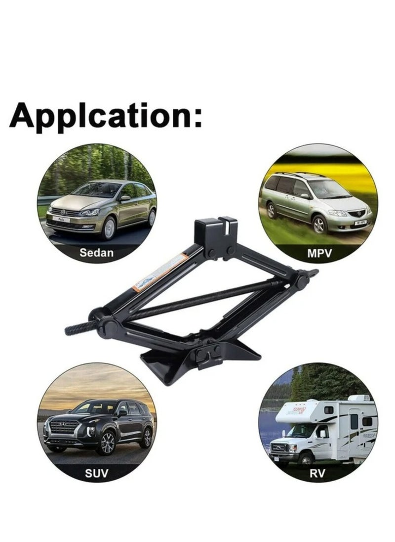 Royal - ROYAL - Scissor Car Jack, Heavy Lifting Jack, Heavy Duty for Sedan/SUV/MPV/RV Manual 2.0 Tons (2000kg) Capacity With Crank Handle (Black) - Image 1