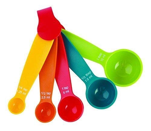 INKULTURE Plastic Measuring Cups and Spoon Set with Ring Holder 10 Piece Set Multicolor - Image 4