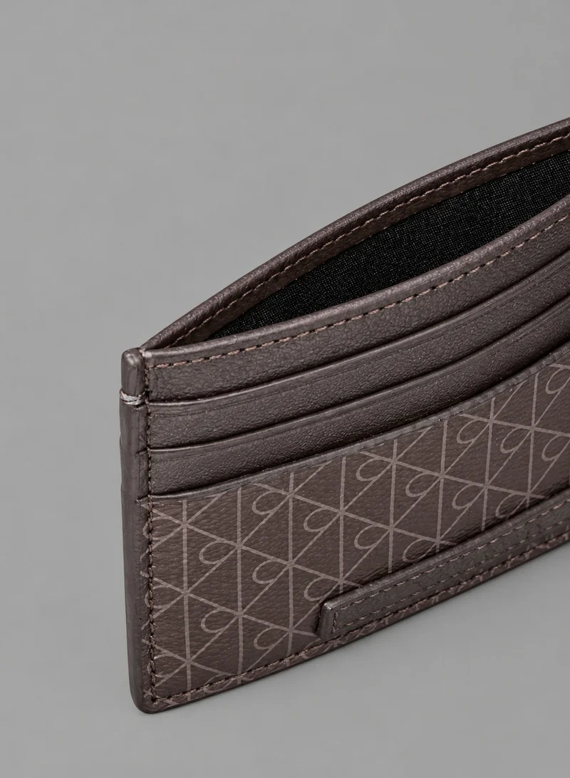 Calvin Klein Grey Coated Emblem Print Card Holder for Men | Best Price UAE