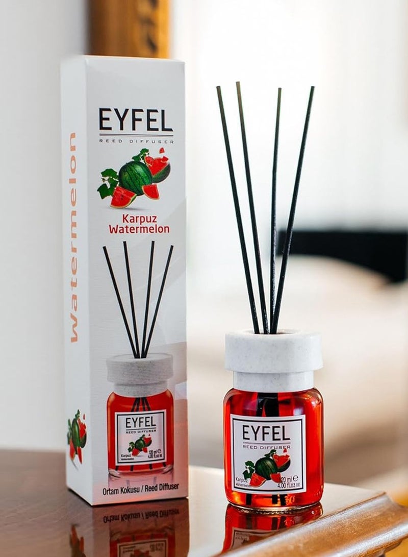 آيفيل موزع عطر منزلي برائحة البطيخ 120 مل | عطر منزلي يدوم طويلاً برائحة البطيخ المنعشة والفاكهية | رائحة فواكه منعشة للمنزل والمكتب | موزع عطر فاخر لتزيين المنزل - Image 1