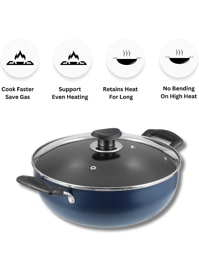 Vinod Zest Non-Stick Deep Kadai with Glass Lid - 18 cm, 1.4 L - Image 5