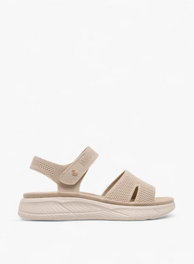 Le Confort Women Textured Open Toe Sandals with Hook and Loop Closure