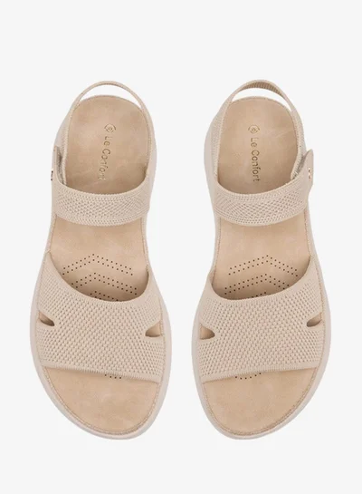 Le Confort Women Textured Open Toe Sandals with Hook and Loop Closure