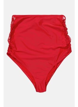 Wolf & Whistle Maternity Textured High Waist Bikini Bottom, Red  - Image 1