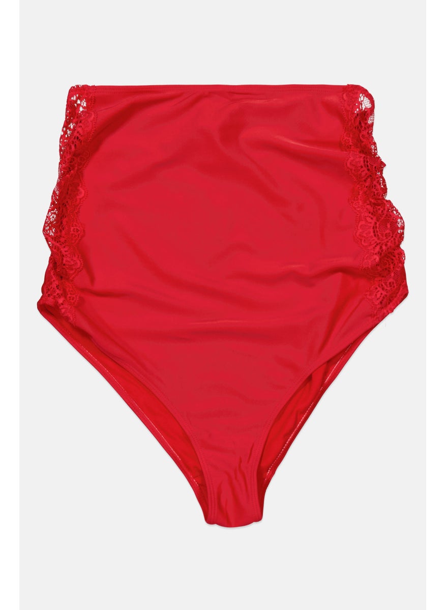Wolf & Whistle - Maternity Textured High Waist Bikini Bottom, Red - Image 1