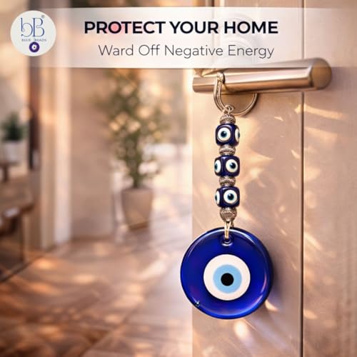BLUE BEADS Turkish Feng Shui Vastu Blue Glass Evil Eye Hanging/Door Hanging Nazar Batu for Protection and Good Luck - Perfect for Gifting Home or Office (Latest-EE) - Image 5