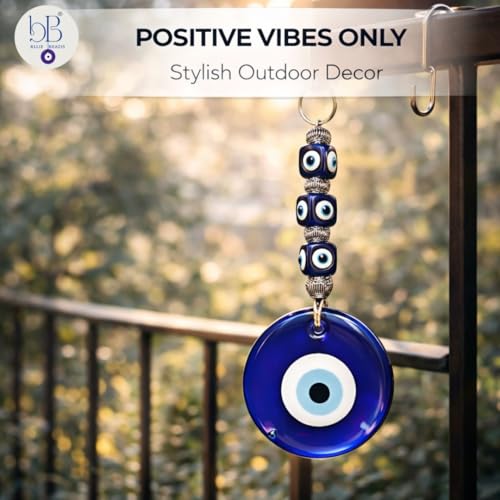BLUE BEADS Turkish Feng Shui Vastu Blue Glass Evil Eye Hanging/Door Hanging Nazar Batu for Protection and Good Luck - Perfect for Gifting Home or Office (Latest-EE) - Image 3