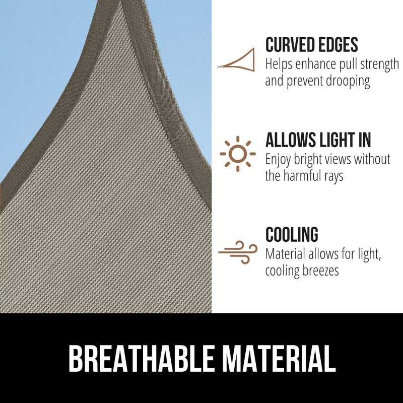 GORILLA GRIP Heavy Duty Sun Shade, UV Protection Fade Tear and Rust Resistant Rectangle Sunshade Canopy, Curved Edges Blocks Sunlight, Breathable Sail, Outdoor Patio, Lawn Garden, 8x10 FT Gray - Image 5