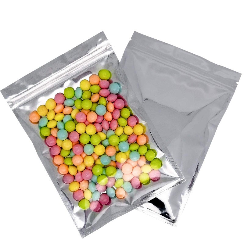 100 Pack Resealable Mylar Bags 47 x 79 Inch Flat Zip lock Bags Food Storage Packaging Pouch Clear Silver Aluminum Foil Bags