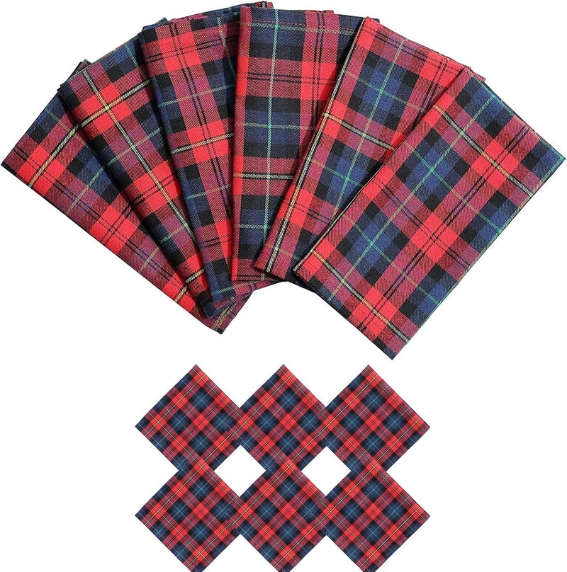 BETTERLINE 6 Plaid Tartan Oversized Napkins 17x17 Inches for Everyday Place Settings Rustic Farmhouse Decor Christmas Thanksgiving Dinner Holidays Family Dinners and BBQs Red Tartan Plaid - Image 1