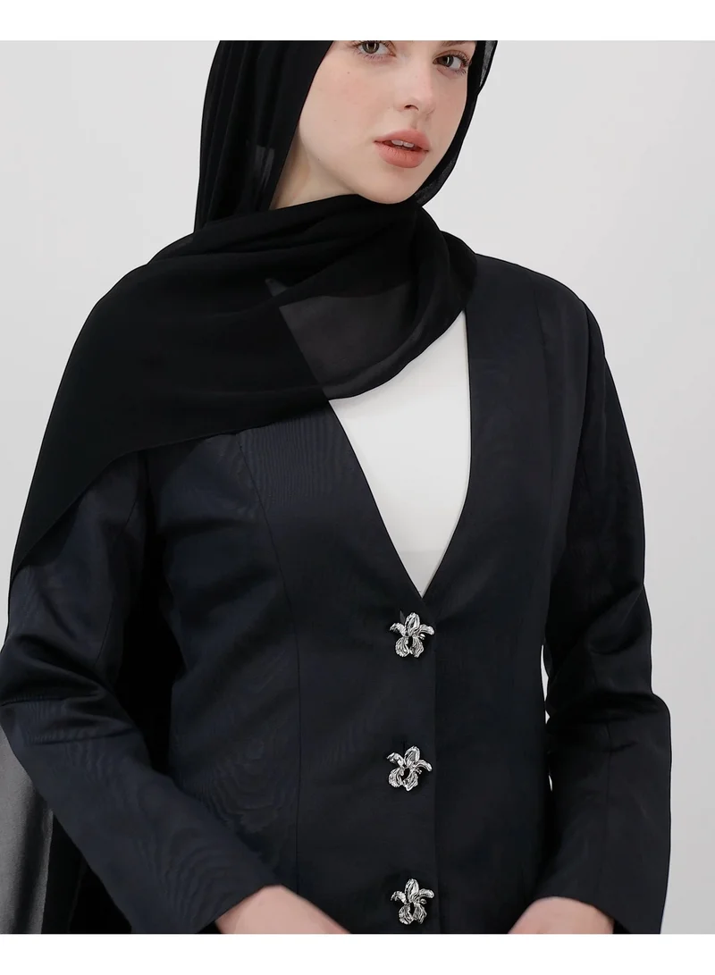 Eight Thirty Nine  Timber Bloom - Black | Moiré Abaya for Women | Best Price UAE