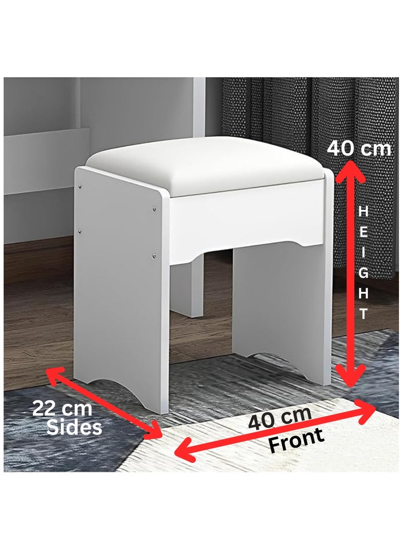 TRADE BAY Vanity Desk Chair Set with Mirror: Makeup Table with Stool Dressing Table with Storage Drawer Shelves Vanity Table with Lots Storage for Bedroom (White) - Image 3