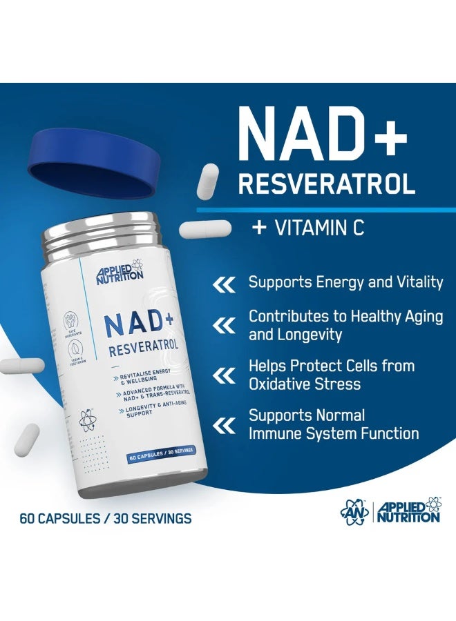 أبلايد نيوتريشن ريسفيراترول NAD+، 60 كبسولة - طاقة خلوية، دعم مضاد للأكسدة وتركيبة صحية يومية - Image 2