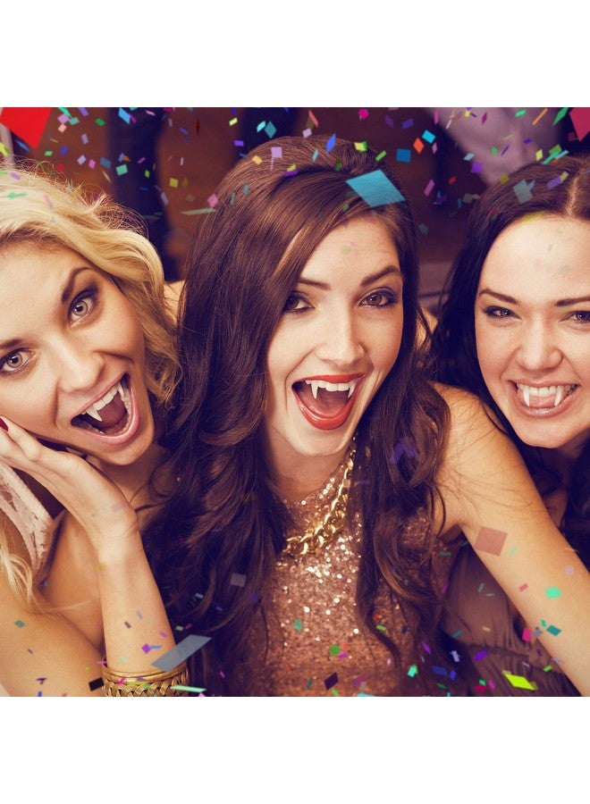 زانماي 12 زوجًا من زي أسنان مصاصي الدماء، 4 مقاسات من الأنياب المزيفة مع 2 كريات أسنان من أجل دعائم حفلات الهالوين - Image 4