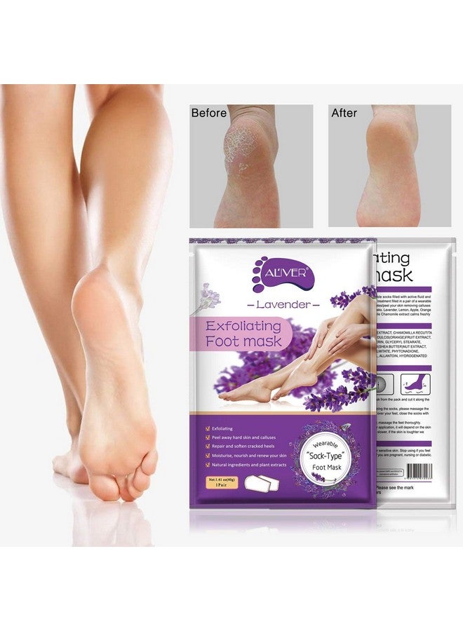 ALIVER Foot Peel Mask 3 Pack Exfoliator Peel Off Calluses Dead Skin Callus Remover Baby Soft Smooth Touch Feetmen Women (Lavender) - Image 2