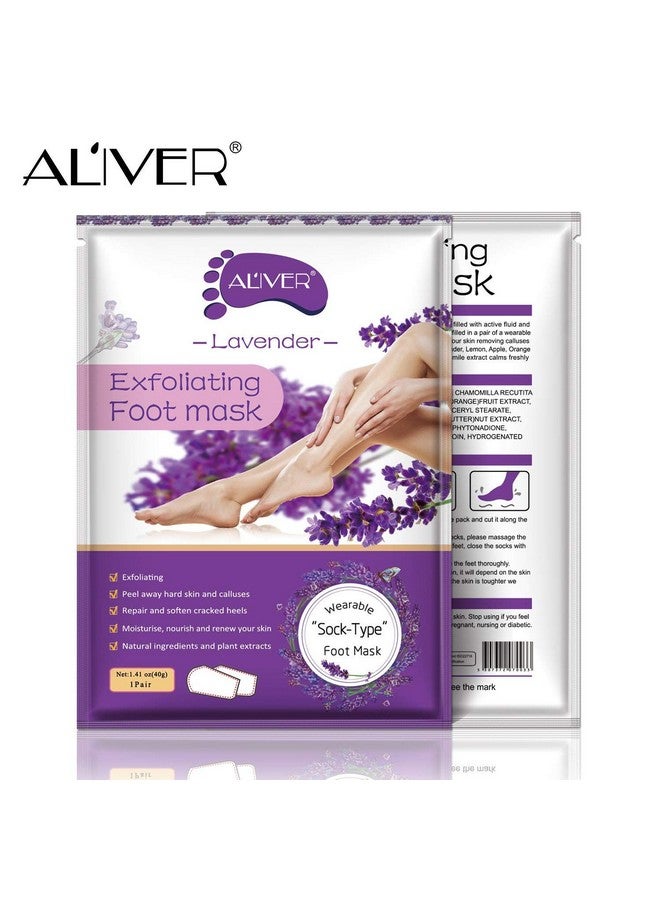 ALIVER Foot Peel Mask 3 Pack Exfoliator Peel Off Calluses Dead Skin Callus Remover Baby Soft Smooth Touch Feetmen Women (Lavender) - Image 3