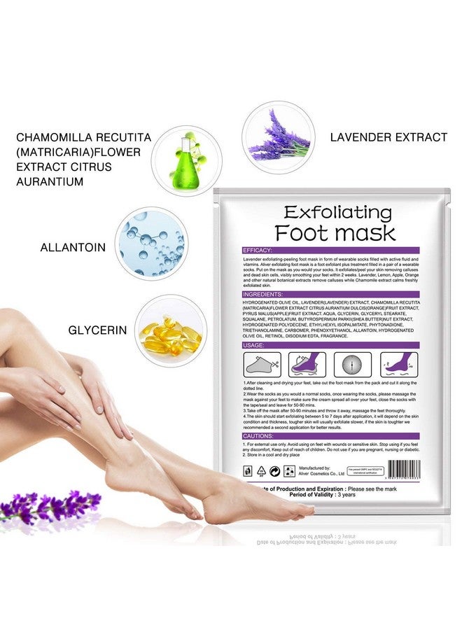 ALIVER Foot Peel Mask 3 Pack Exfoliator Peel Off Calluses Dead Skin Callus Remover Baby Soft Smooth Touch Feetmen Women (Lavender) - Image 4