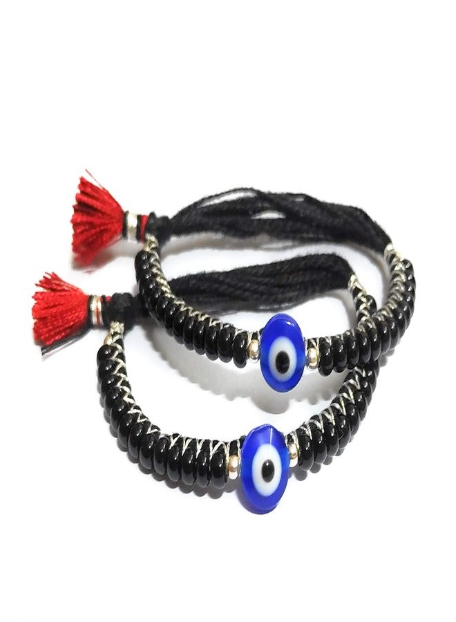 Jewel string Evil Eye Baby Nazariya adjustable bracelet (1 pair) Newborn baby to 4 years toddlers (unisex)(Not for anklet) - Image 1