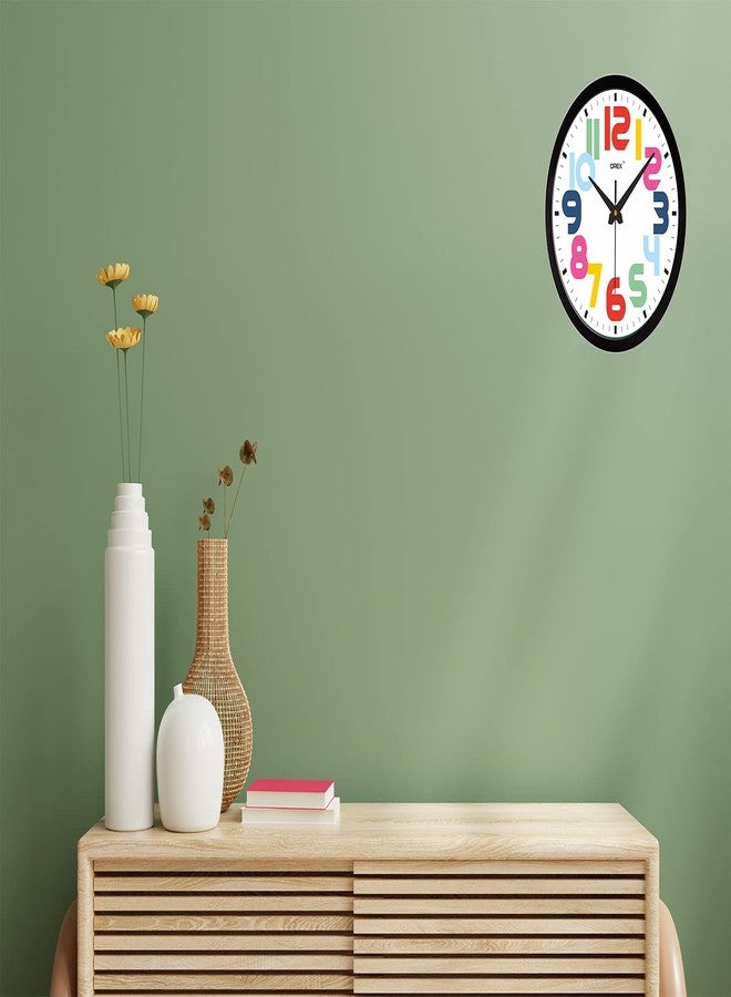 OREX 12 inch Round Shape Wall Clock Home/Kitchen/Living Room/Bedroom/Office, Black Multicolor (30.5 x 30.5 x 4 cm) - Image 5