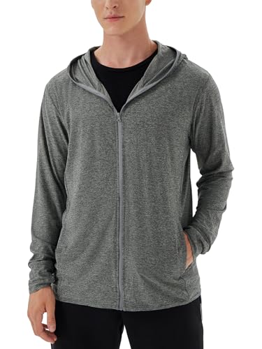 Woitury Mens Zip Up UPF 50+ Sun Protection Long Sleeve Hoodie Shirt Outdoor UV Fishing Shirts for Workout, Running, Fishing, Hiking Dark gray 5XL - Image 1