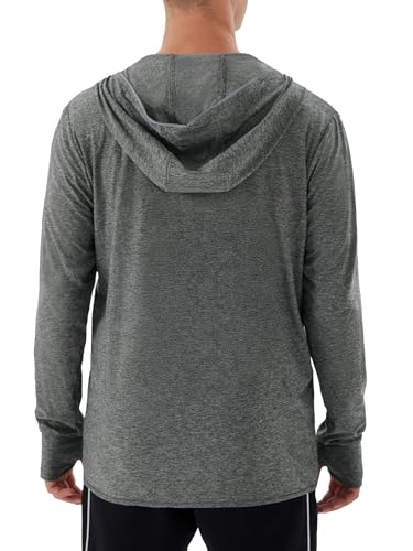 Woitury Mens Zip Up UPF 50+ Sun Protection Long Sleeve Hoodie Shirt Outdoor UV Fishing Shirts for Workout, Running, Fishing, Hiking Dark gray 5XL - Image 2