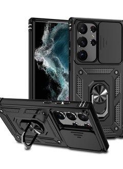 Samsung Galaxy S24Ultra Case, Slide Camera Cover, Built in Rotate Ring Kickstand, Heavy Duty Shockproof Protective Case