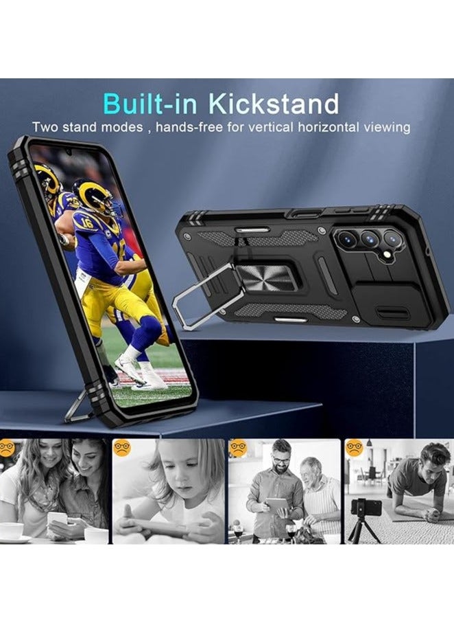 TEAM LUXURY - Samsung Galaxy S24Ultra Case, Slide Camera Cover, Built in Rotate Ring Kickstand, Heavy Duty Shockproof Protective Case - Image 1
