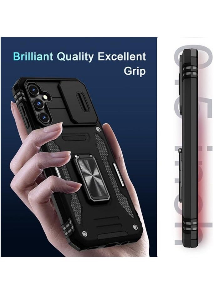 TEAM LUXURY - Samsung Galaxy S24Ultra Case, Slide Camera Cover, Built in Rotate Ring Kickstand, Heavy Duty Shockproof Protective Case - Image 1