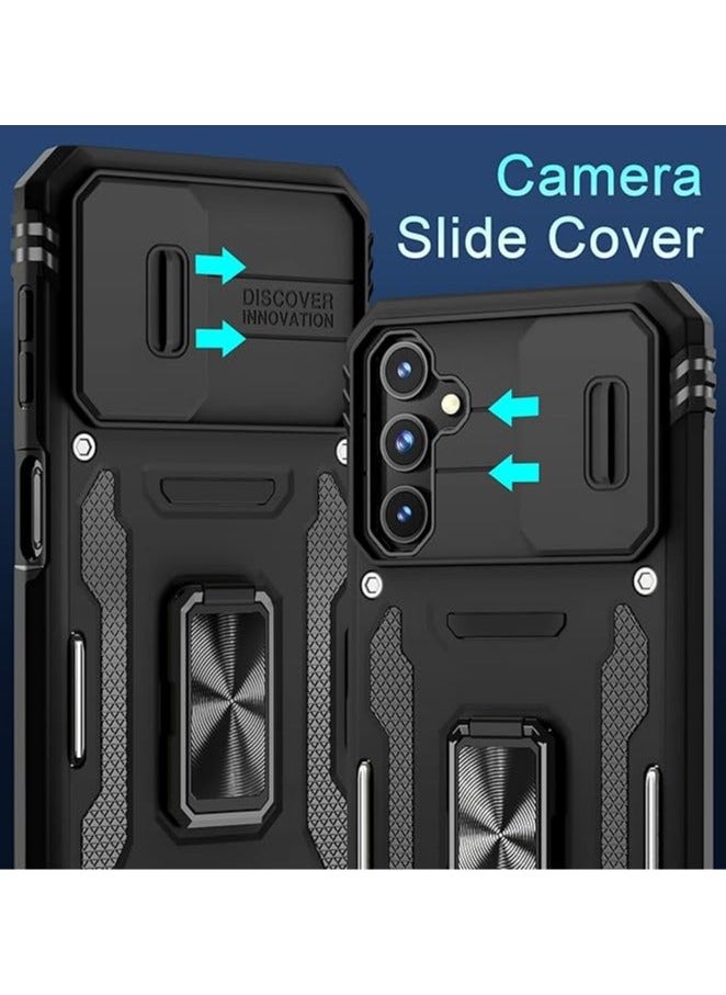 TEAM LUXURY - Samsung Galaxy S24Ultra Case, Slide Camera Cover, Built in Rotate Ring Kickstand, Heavy Duty Shockproof Protective Case - Image 1