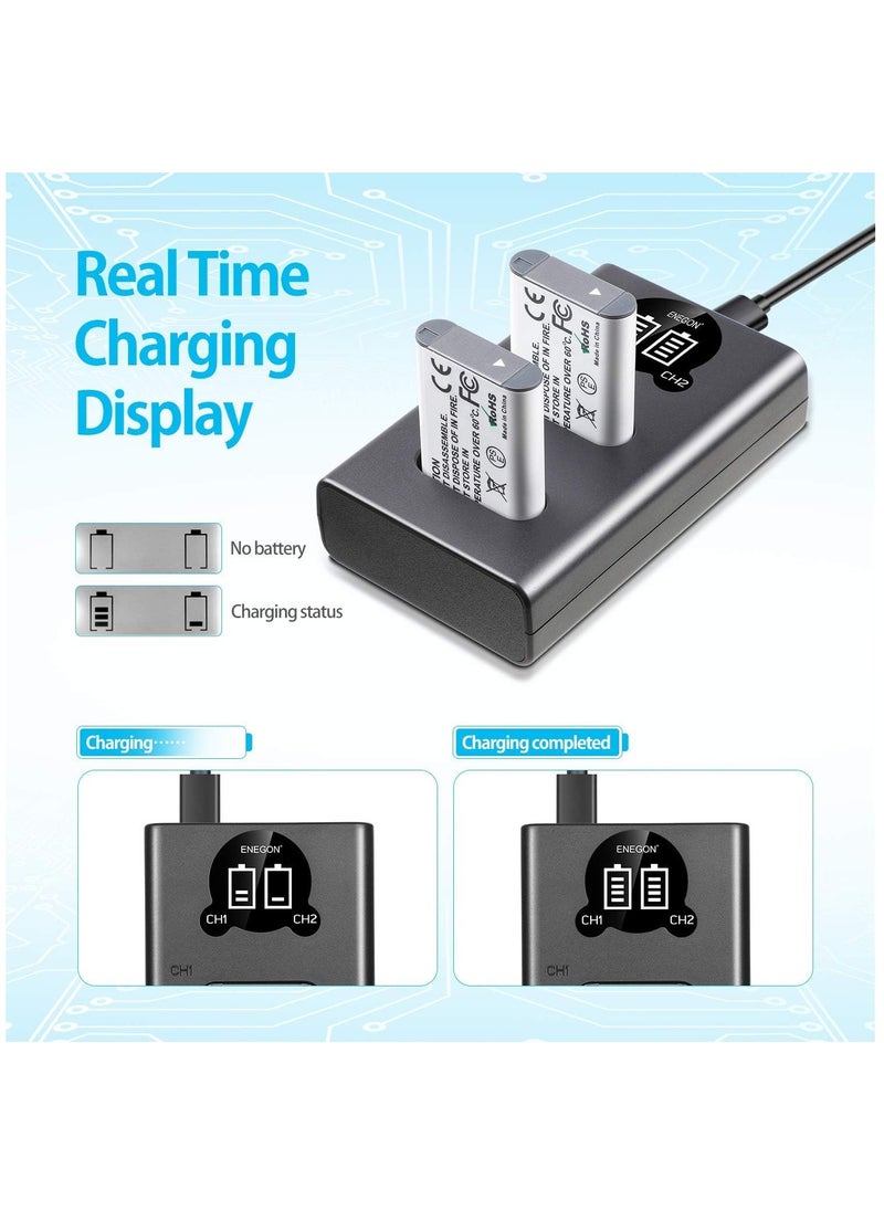 KASTWAVE NP-BX1 2-Pack Battery with LCD Dual USB Charger - Ideal for Sony NP-BX1 and Sony ZV-1, Cyber-Shot DSC-RX100, DSC-RX100 II/III/M4/M5/M6/M7/Ⅳ/Ⅴ/Ⅵ/Ⅶ/VA, DSC-RX100M II  - Image 5