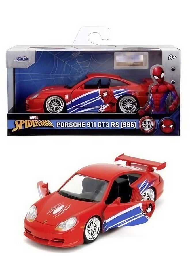 Jada Marvel Spider-Man Porsche 911 GT3 RS 996 Die-cast Car (1:32, Red) - Image 1