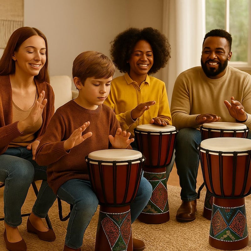 Jive Djembe Drum – 16" African Hand Drum, Bongo & Congo Style Percussion – Solid Mahogany with Goat Skin Head – Professional Djembe for Circles, Meditation & World Music - NOT MADE IN CHINA - Image 4
