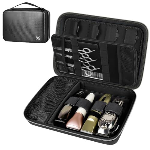 Boobowl Hard Travel Case for Hair Clippers, Hair Cutting Barber Supplies Organizer Bag, Trimmer Storage Holder for Ufree/for Wahl Men Razor Guard Grooming Kits -Box Only (Black+Silver Zipper) - Image 1