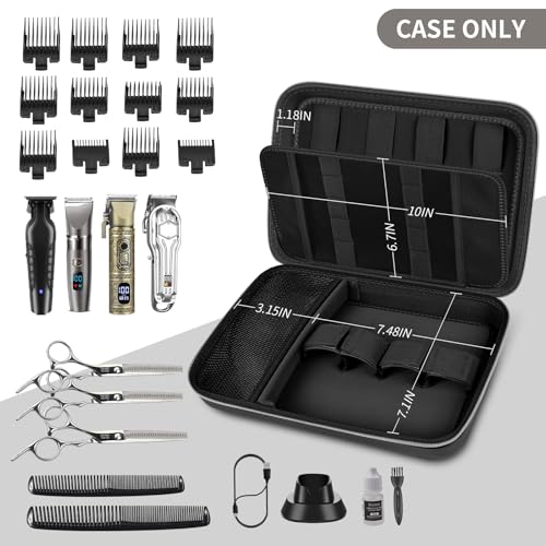 Boobowl Hard Travel Case for Hair Clippers, Hair Cutting Barber Supplies Organizer Bag, Trimmer Storage Holder for Ufree/for Wahl Men Razor Guard Grooming Kits -Box Only (Black+Silver Zipper) - Image 2