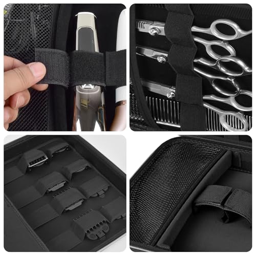 Boobowl Hard Travel Case for Hair Clippers, Hair Cutting Barber Supplies Organizer Bag, Trimmer Storage Holder for Ufree/for Wahl Men Razor Guard Grooming Kits -Box Only (Black+Silver Zipper) - Image 3