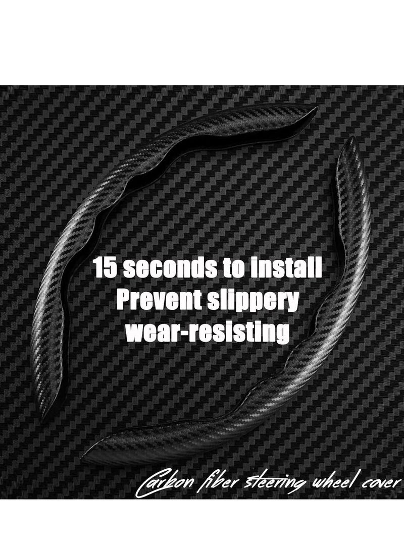 MIXDE New Carbon Fiber Texture Steering Wheel Cover for Women&Man,Safe and Non Slip Car Accessory,Universal Fit 99% Car Wheel Protector (Black) - Image 4