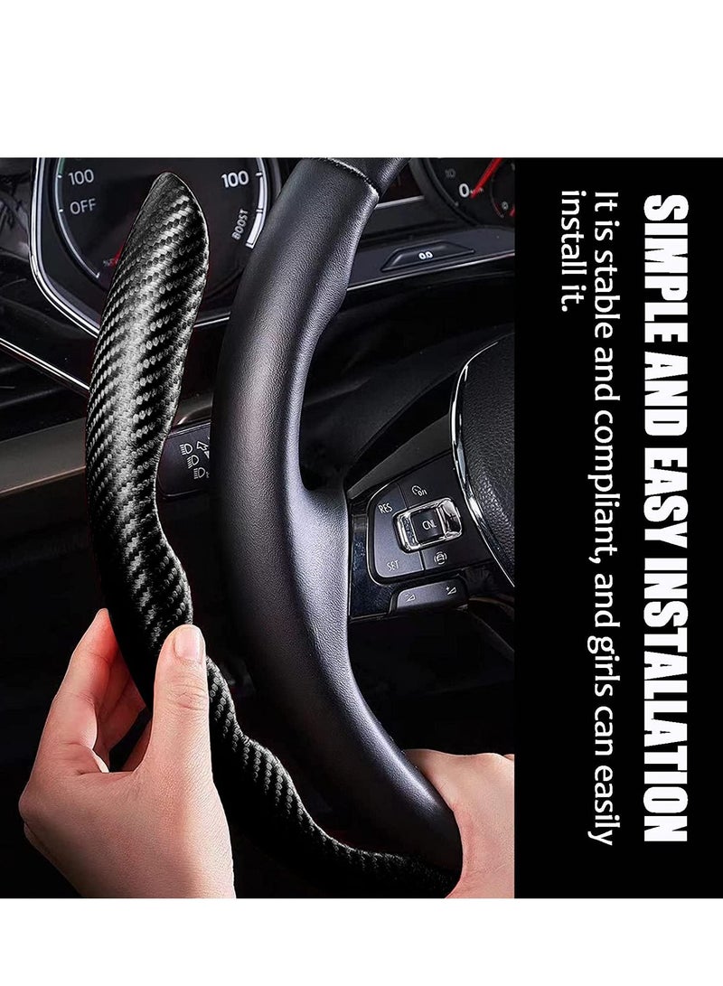 MIXDE New Carbon Fiber Texture Steering Wheel Cover for Women&Man,Safe and Non Slip Car Accessory,Universal Fit 99% Car Wheel Protector (Black) - Image 3