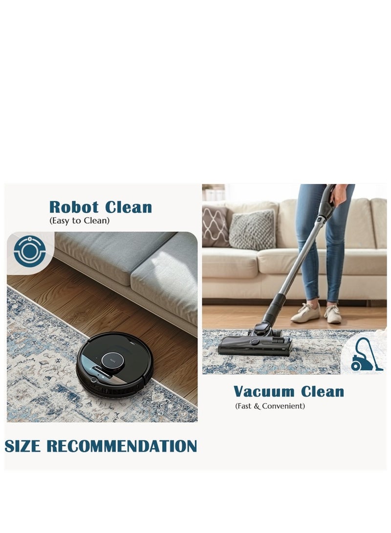 Washable Carpet, Modern Non-Slip Area Rugs with Print Boho, Home Decor Thin Vintage Floor Carpet Indoor Mat Floral Print Rugs for Living Room Bedroom Dining Room Office (Black 160*220cm) ﻿ - Image 4