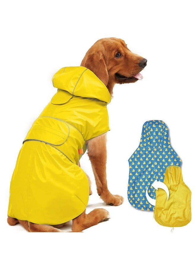 Kimee Dog Raincoat Reversible, Single Side Slicker Poncho Adjustable Waterproof Dog Rain Jacket With Leash Hole/Reflective Stripe Hooded Snowproof Windproof Clothes For Small To 3XLarge Dogs, L - Image 1