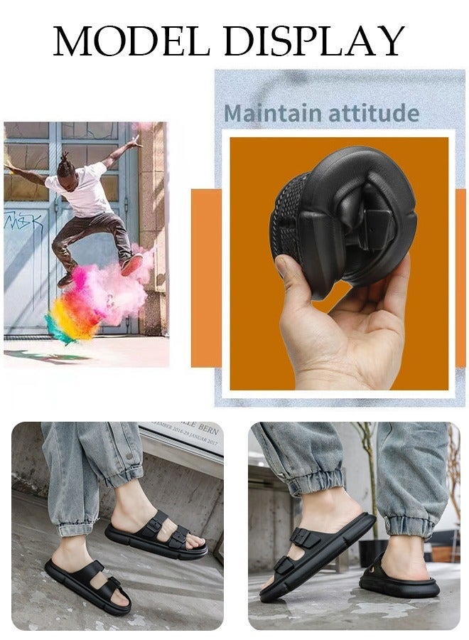 DUNISO Men's slippers Summer Sandals Lightweight Slide Sandal with Non-slip Soles Thick Sole Beach Slipper Breathable Slip-on Sandal House Flat Slipper for Pool Beach Yard Kitchen Shower - Image 3