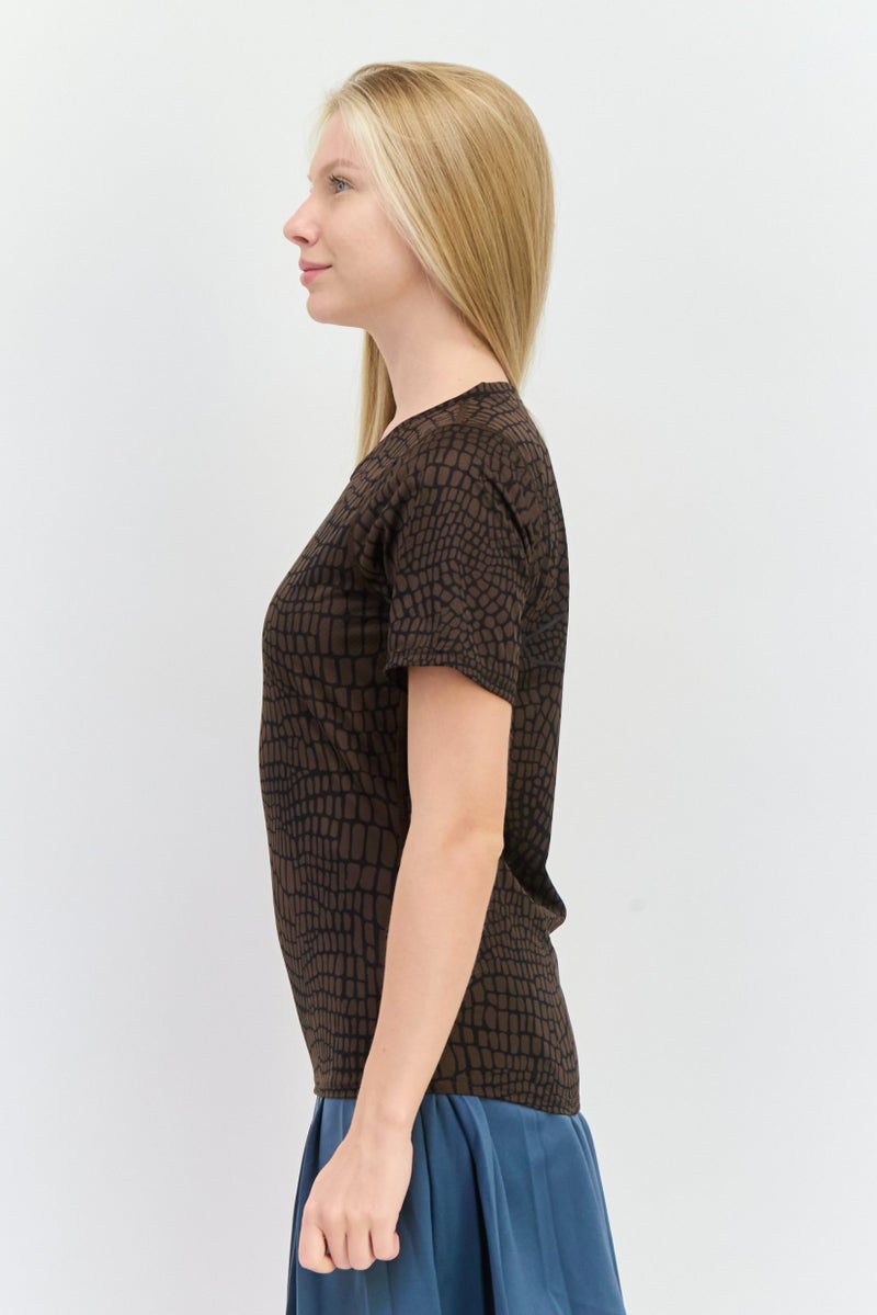 Adidas Women Sportswear Fit Short Sleeves Running Top, Brown - Image 4