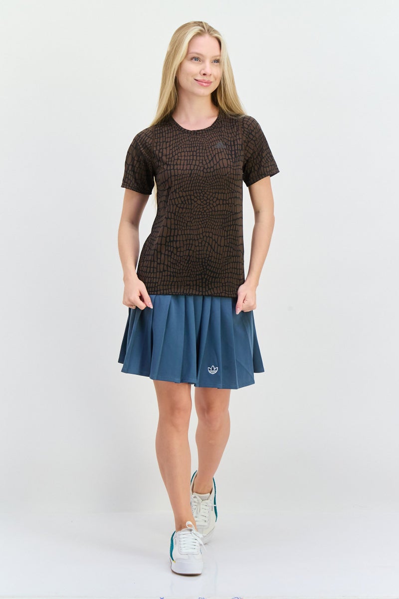 Adidas Women Sportswear Fit Short Sleeves Running Top, Brown - Image 2