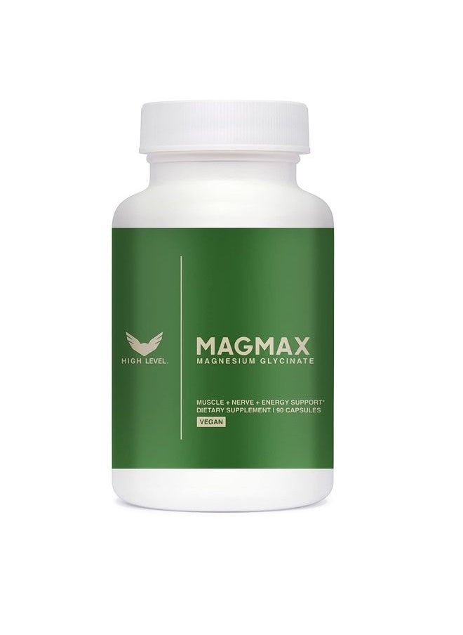 high level MagMax Magnesium Glycinate with 275mg of Magnesium per Serving | 90 Vegan Capsules for Immune, Mood and Sleep Support, Bone Health, Muscle Recovery and Relaxation for Men and Women  - Image 1