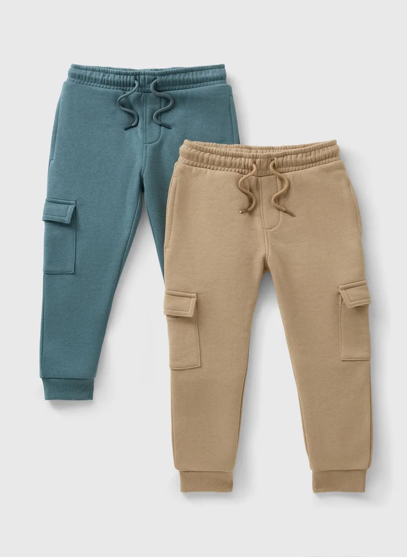 Matalan 2 Pack Boys Blue Cargo Jogging Bottoms