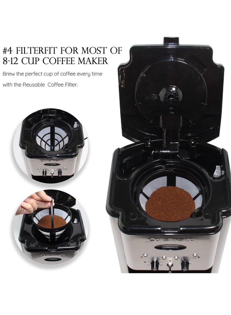Bukela Reusable Coffee Filters, 4 Pack Coffee Machine Basket Cone Filters, Nylon Filters for Cuisinart/Ninja Coffee Machine Filters and Brewers, BPA Free, for Most 8-12 Cup Coffee Machine  - Image 3