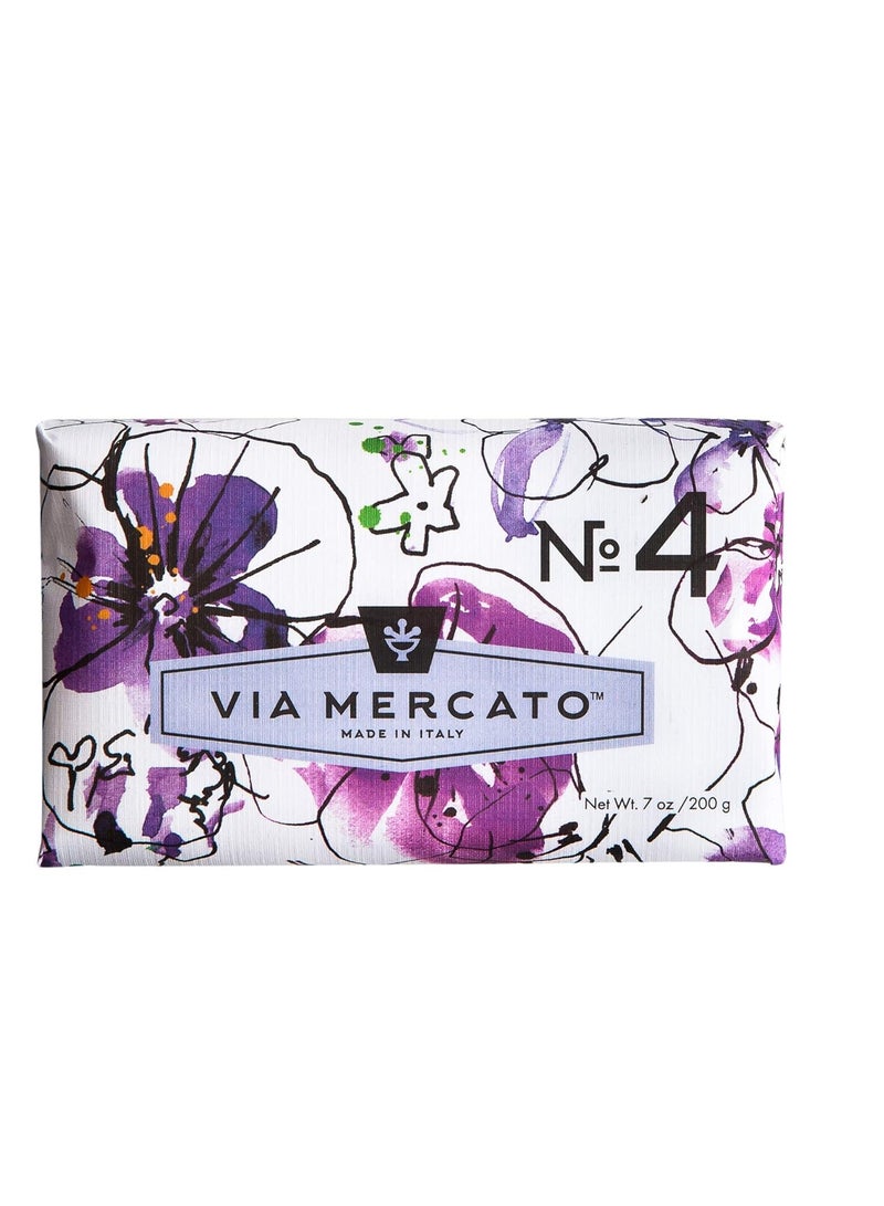 Via Mercato Italian Soap Bar (200 g), No. 4 - Violets, Magnolia & Amber  - Image 1