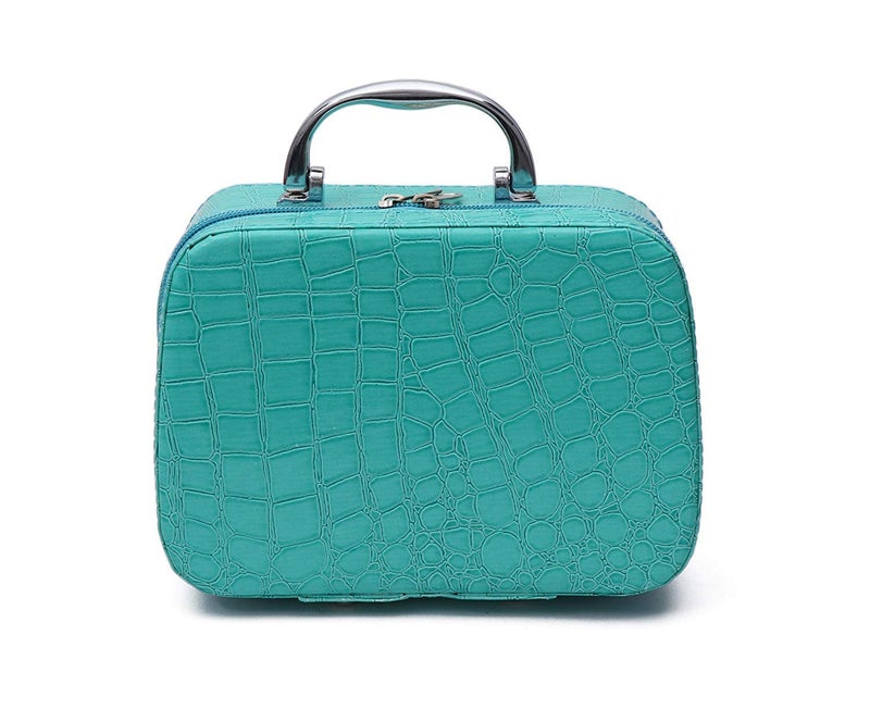 ERHETUS Latest Stylish Makeup Bag for Women | Jewellery Organizer & Cosmetic Storage Box | Toiletry Bags with Compact Magnifying Mirror for Travel - Sky Blue - Image 4